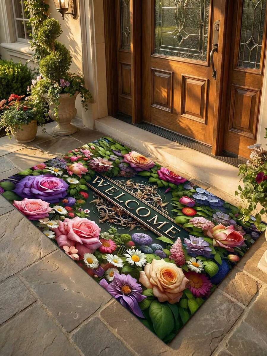 1pc Gold Diamond Velvet + 850g/㎡ Pointed Toe Printed Carpet, Featuring Exquisite Border Pattern And Exotic Nordic Design, Anti-Slip And Stain-Resistant, Retro Bohemian Modern Holiday Carpet, Moroccan Washable, Suitable For Yard, Patio, Balcony, Picnic Outdoor Decor, Study, Entryway, Long Corridor, Large Area Carpet