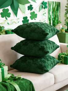 1 Peça Capa de Almofada Verde Trevo de São Patrício, Capa de Almofada Fofa de Trevo de Quatro Folhas da Sorte para Decoração de Casa, Sofá, Presente de Almofada, Decoração de Quarto, Sala de Estar, Decoração Diária, Festa, Casamento, Decoração do Dia de São Patrício - Verde trevo - Visão 8