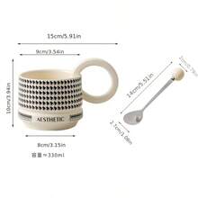 Taza cerámica de estilo retro y lujoso de pata de gallo, diseño de asa redonda grande, taza de café con atmósfera de estilo Ins, taza de agua de alta calidad para oficina/hogar, regalo de diseño exclusivo - Multicolor - Ver 3