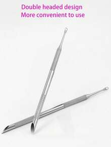 2件/1件装金属银色双头角质层推剪/修甲器，沙龙级不锈钢凝胶指甲油刮刀，耐用专业美甲修脚清洁工具，适用于手指甲和脚趾甲 - 銀 - 查看 6