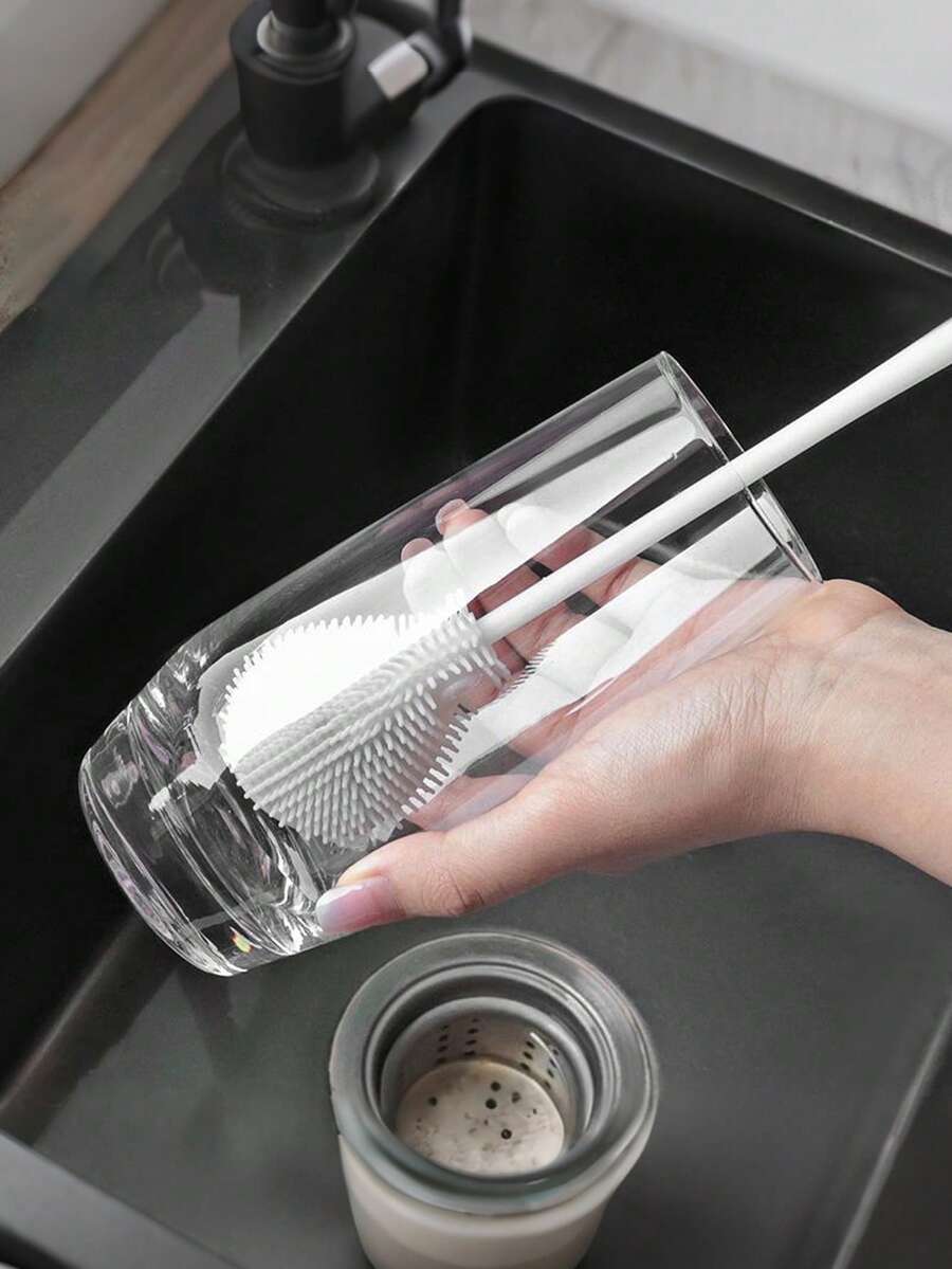 1/3/5件装 - 奶瓶清洁刷、杯子刷、硅胶杯子清洁刷，带可旋转折叠刷头 - 长柄，可重复使用，适用于厨房和家庭使用