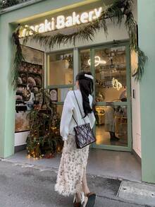 Korean Style Casual Sequin Knit A-Line Skirt With Elastic Waist, Versatile For Early Autumn - Apricot - View 7