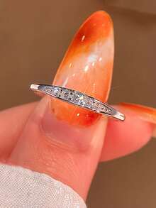 1pc Fashion Cubic Zirconia Ring For Women, Suitable As Valentine's Day Gift, Wedding Anniversary Party Wear - 1# - View 3