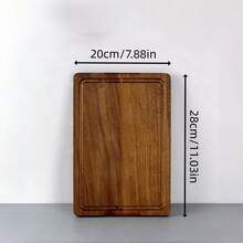 1 件装，相思木砧板，带导流槽，适用于切菜、切鱼、切肉、切奶酪，户外露营、居家厨房必备，尺寸：13.0 英寸 x 9.06 英寸 / 11.03 英寸 x 7.88 英寸，天然木材 - 黃色 - 查看 4