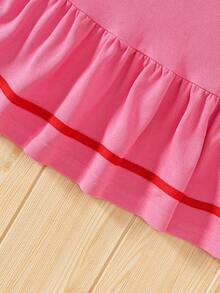 女童夏季新款学院风无袖连衣裙，带领设计，樱花刺绣，搭配斜挎包，适合上学和日常穿着。 - 玫紅色 - 查看 8