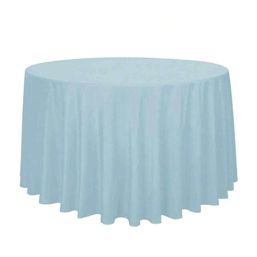 210GSM Round Table Cloth, Oil-Proof Spill-Proof And Water Resistance Microfiber Tablecloth, Decorative Fabric Circular Table Cover For Outdoor And Indoor Use (Dusty Blue, 108 Inch Diameter) - 灰藍色 - 查看 1