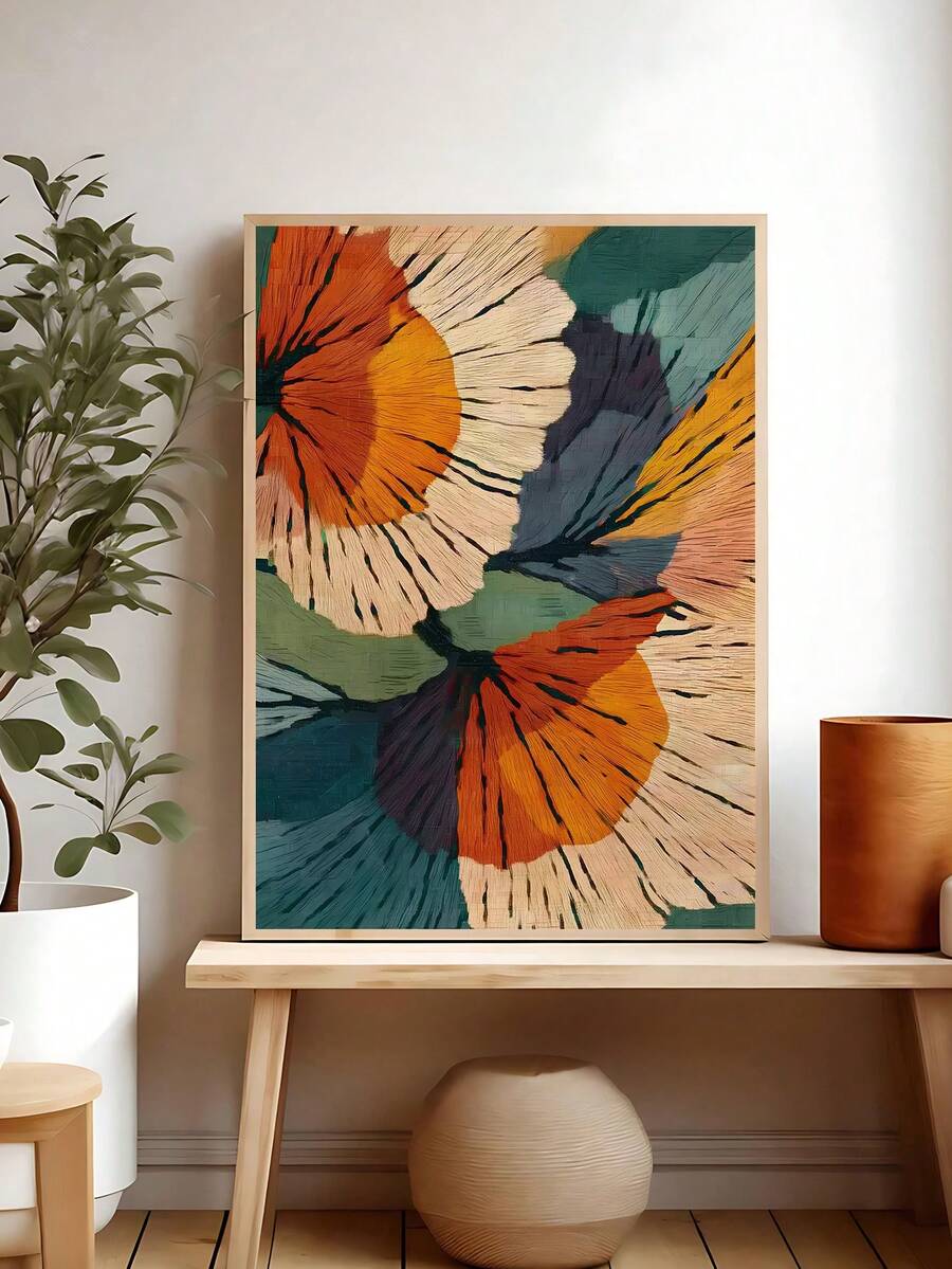 抽象花卉墙画，现代植物艺术作品，适用于卧室、客厅、办公室、浴室装饰，是送给朋友的理想礼物，可用于墙面装饰、家居装饰、房间装饰，帆布墙画，海报，带框墙画，可选配画框 - B - 查看 1