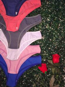 kit 5 calcinhas conforto tanga de algodão.REF001 - Multicolorido - Visão 2