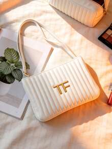 Tom Ford 白色化妆包。优雅长腕带化妆包。2026春夏新款时尚单品。旅行必备。精致条纹收纳包。可DIY定制。 - 白色 - 查看 7