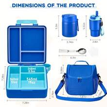 Lunch Box Set With Bento Box Container, 17OZ Stainless Steel Food Soup Thermo,  Water Bottle & Portable Insulated Lunch Bag – Leakproof, Hot/Cold Retention For Schoolsss, Travel(Blue) - 藍色 - 查看 5