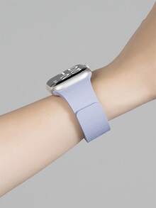 1 chiếc dây đeo đồng hồ silicon từ tính họa tiết vải thiều unisex, tương thích với Apple Watch 42mm, 38mm, 40mm, 41mm, 44mm, 45mm, 46mm, 49mm, dây đeo thay thế thời trang cho đồng hồ thông minh dòng Ultra2, Ultra SE2, SE 11, 10, 9, 8, 7, 6, 5, 4, 3, 2, 1 - Tim tím - Xem 4