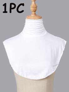 1pc/2pcs Women Elegant Solid Color Pleated Detachable Collar, Comfortable Skin-Friendly Turtleneck Dickey Shirt Collar, Minimalist Undershirt, Suitable For Daily Wear - 2-piece Elastic Collar - View 24