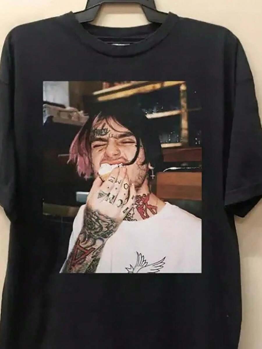 Men'S Tee - Featuring Hip-Hop And 90S Music Designs, Comfortable Crew Neck, Washable In Machine, Suitable For Year-Round Wear For Adults - 黑色5 - 查看 1