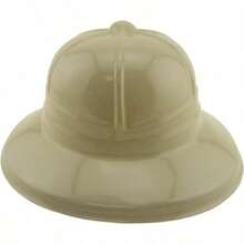 24Pc Khaki Beige Soft Plastic Tan Jungle  Pith Sun Hat Costume Birthday Party Halloween - Default - View 3