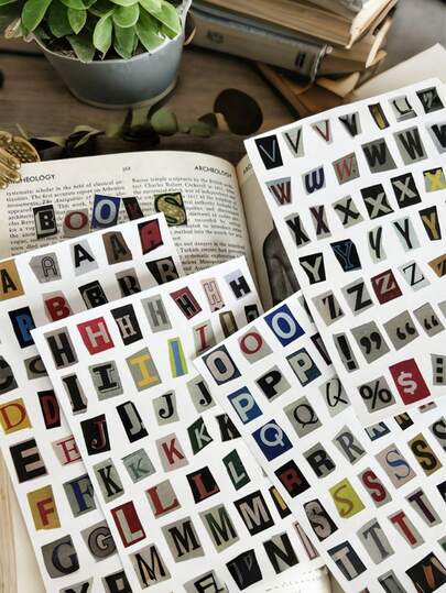 181pcs/4sheets - Vintage English Alphabet & Number Symbol Sticker Set, Suitable For Scrapbooking, Gifts, Party Decor, Mother's Day, Wedding Favors Or Party Supplies
