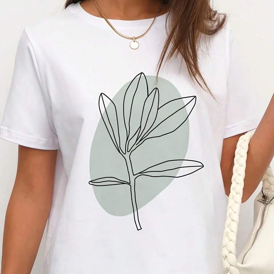 Ladies Chic Casual Short Sve Crew Neck - 紅色 - 查看 1