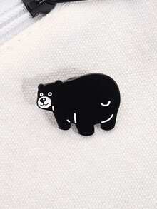 1Pc Fun Black Bear Enamel Pins Polar Bear Brooches Lapel Badges Cute Cartoon Animal Jewelry Gift For Friends - Black - View 9