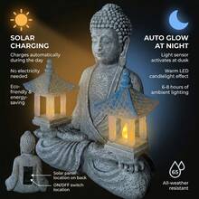 LUMIARTISAN Meditating Buddha Statue With Solar Lights, Zen Garden Decor For Home, Patio, Yard, Outdoor – Unique Gift For Women And Friends(Two Pavilions) - Hai Nhà Triển Lãm - Xem 6
