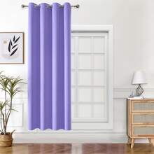 1片纯色涤纶窗帘，遮光窗帘，适用于客厅、卧室，紫色 - 紫色 - 查看 12