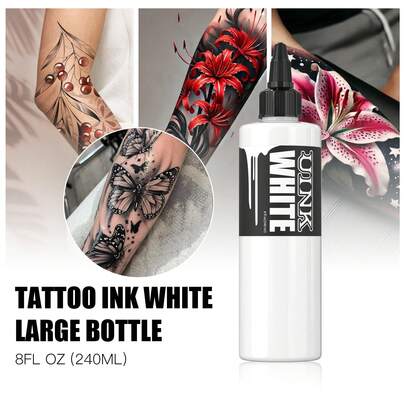 UINK 240毫升高级黑白纹身墨水，超黑，适用于勾勒轮廓、晕染和混合，晕染液，纹身设备，持久耐用的标准人体彩绘颜料，送给纹身师和初学者的礼物，人体彩绘化妆品礼品