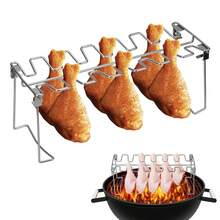 BBQ Beef Chicken Leg Wing Grill Rack 14 Slots Stainless Steel BBQ Drumsticks Holder Smoker Oven Roaster Stand Roast Barbecue Rib - A - View 1