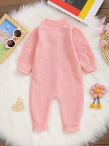 Infant Floral Pattern Loose Knit Romper - Pink - View 7