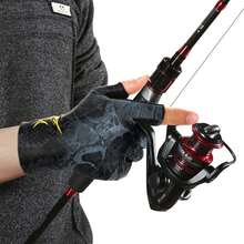 1 par de guantes de pesca sin dedos, de tela refrescante, de secado rápido, con puño corto cómodo y transpirable - Negro - Ver 4
