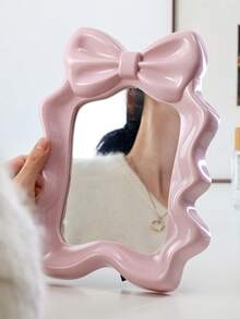 Y2K Style Vanity Mirror, Cute Bow Design Single-Sided Tabletop Makeup Mirror, Portable Desktop Mirror With High-Definition Glass Surface - Multicolor - View 7