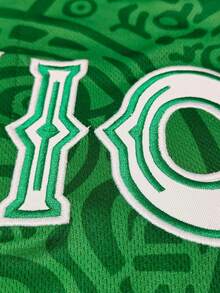 KTYSDE Unisex Mexico Baseball Jersey, Mexico Letter Embroidery Design, Loose V-Neck Short Sleeve Button Cardigan Sportswear Top, Suitable For Sports And Casual Street Style, Latin Culture Themed Party - 綠色 - 查看 6