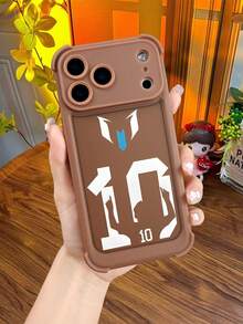 Soccer Legend Number 10 Phone Case For IPhone 17 16 15 14 13 Pro Max, Iconic Football Player Silhouette Graphic, Sports Fan Merchandise, Blue & White Team Colors, Gift For Soccer Lovers & Players - màu nâu - Xem 2