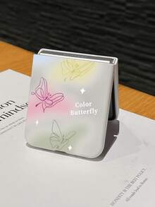 1pc Fashionable And Simple Skin Feel PC Material Cute And Dyed Butterfly Element Folding Phone Case, Can Protect And Prevent Falling: Compatible With SamsungGalaxy Zflip 3/Zflip 4/Zflip 5/Zflip 6/Zflip 7/ Razr 50 Ultra/ Razr 60 Ultra/ Razr 60/ Rolla Razr 50/Galaxy Z Flip7 FE - White - View 3