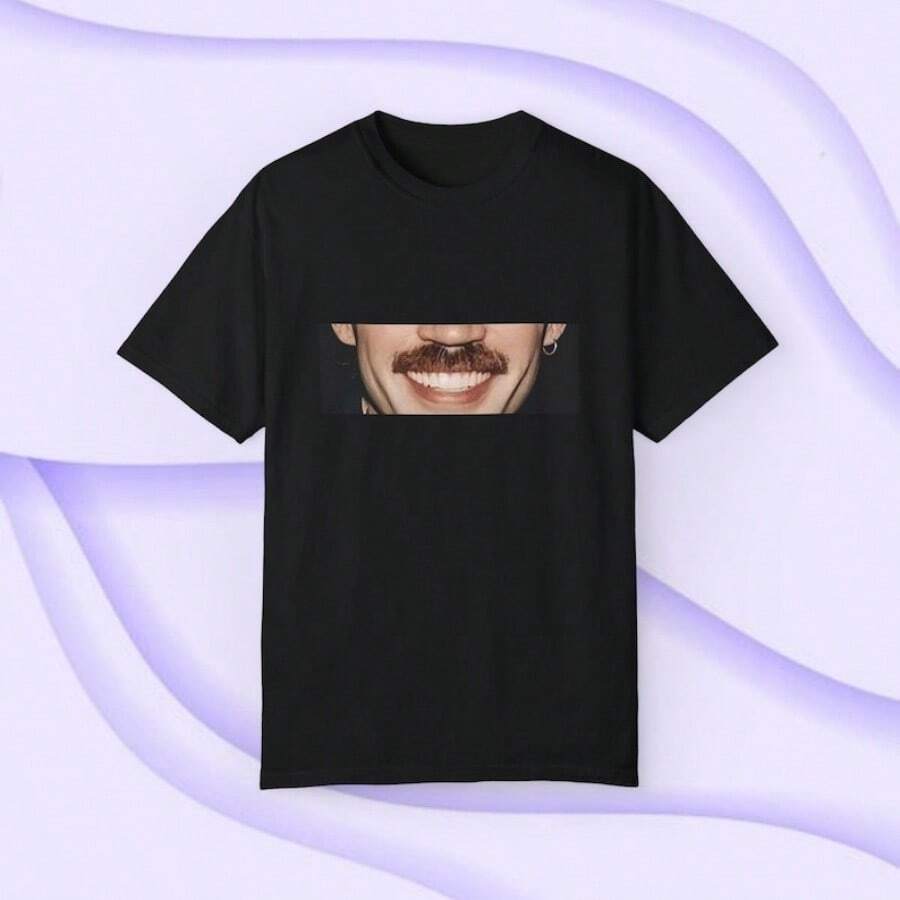 Dom Dolla Shirt, Mustache Graphic Tee, Festival Rave Shirt - màu đen - Xem 1