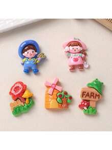 3/6pcs Cartoon Pastoral Style Refrigerator Magnets, Cute Fridge Stickers, Personalized Fridge Magnets, Suitable For Kitchen, Office, Whiteboard, Storage Cabinet, Dishwasher, Kitchen Decor, Home Decor, Holiday Gifts For Friends, Party Favors - Multicolor - View 5