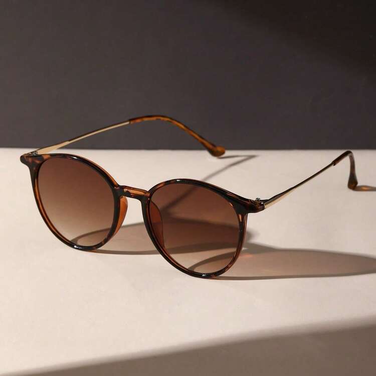1 Pair Women's Casual Plastic Leopard Print Round Glasses, Suitable For Tropical Beach Vacation, A Beach Accessory For Women, Can Be Matched With Sweaters, Jeans, Sweatpants, Hoodies, Jackets, Dresses, And Long-Sleeved Shirts, Fashionable And Versatile, Elegant And Suitable For Family Outings, Travel Vacations, Summer Beach Trips, Outdoor Activities, And More. - Brown - View 9