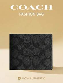 Coach Men's Wallet, RFID Blocking Genuine Leather Wallet, Short Bifold Wallet With 6 Credit Card Slots And Clear ID Window - one-size - View 1