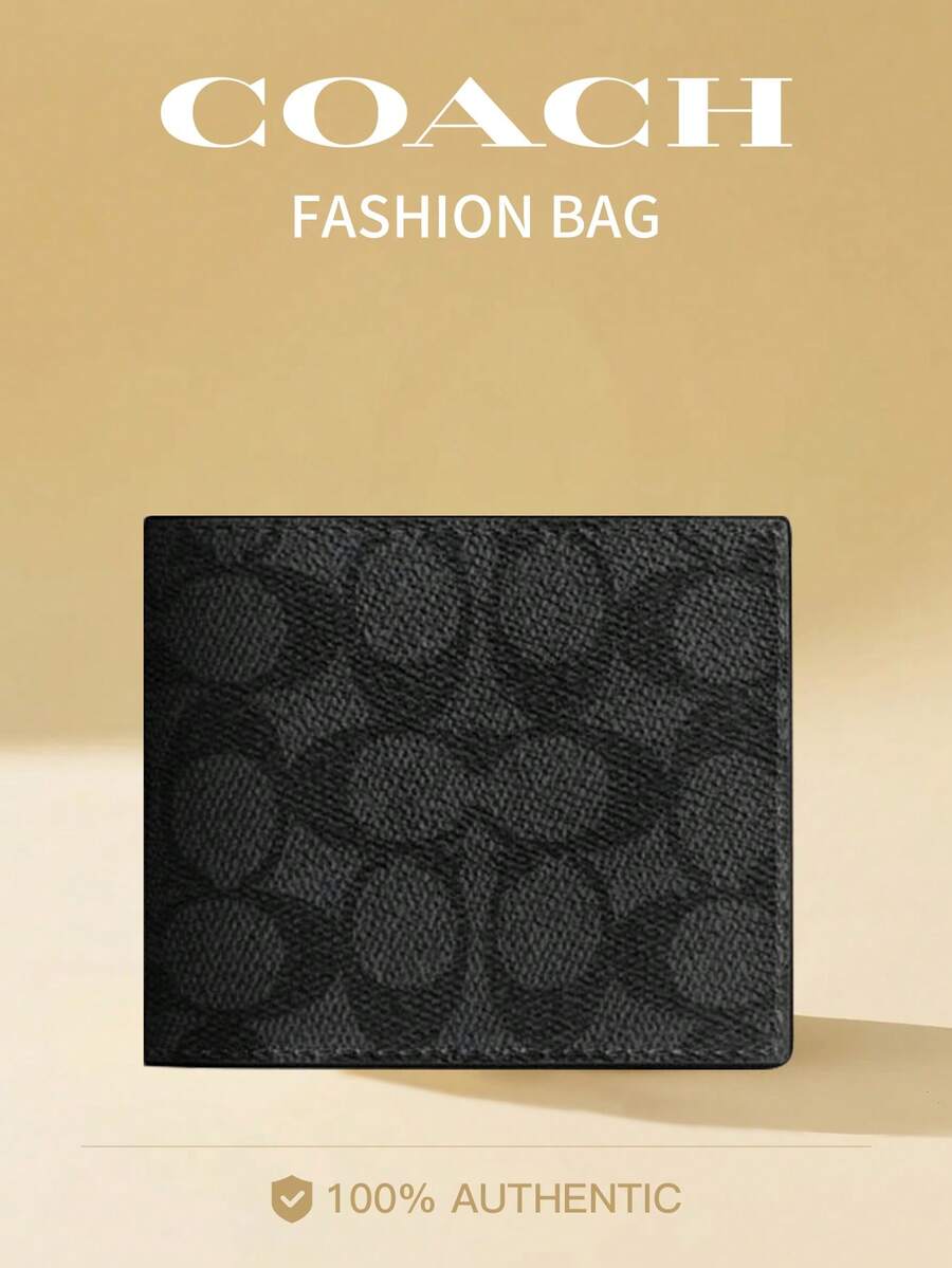 Coach Men's Wallet, RFID Blocking Genuine Leather Wallet, Short Bifold Wallet With 6 Credit Card Slots And Clear ID Window - one-size - View 1