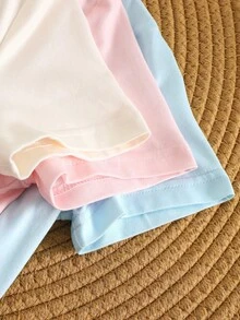 3pcs/Set Girls' Sweet Cute Strawberry Print T-Shirts, Casual Simple Fashion, Suitable For Young GirlDaily Wear And Gatherings, Spring/Summer - Pink - View 4