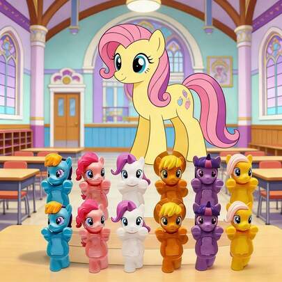 12pcs My Little Pony Cute Lying Figurines, Blind Box Random Colors, Surprise Gift, Suitable For Birthday, Christmas, Valentine's Day, Back To School, Decorations, Party Favors