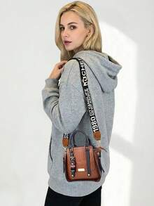 Women Fashion Handbags Top Handle Shoulder Bag Wallet Classic Vintage PU Leather Shoulder Bag Casual Crossbody Bags For Valentine's Day Use - 棕色 - 查看 5