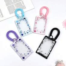 Fashionable Transparent Star Thick Sliding Card Holder, Portable ID Card Protector Case For Student ID, Transit Card, Kpop Star Fan Card Collection - Star Card Holder - View 9