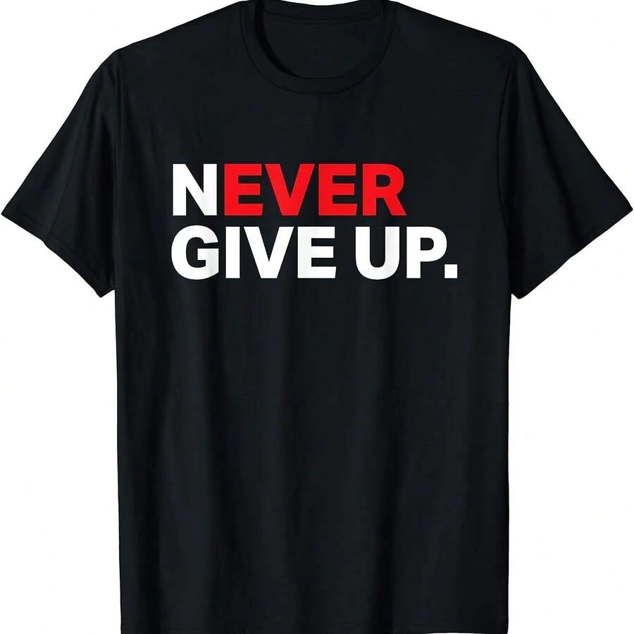 Camiseta motivacional Never Ever G Up - Negro 4 - Ver 1