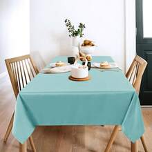Sancua Paquete de 2 manteles de mesa de 60 X 102 pulgadas en color turquesa, mantel rectangular para mesas de 6 pies - Resistente a las manchas y las arrugas, lavable de poliéster para mesas de comedor, buffets, fiestas y camping - Turquesa - Ver 3
