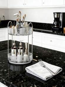 2/3-stöckiger 360° drehbarer Luxus Make-up Organizer - Großer Tischplatz Kosmetik Aufbewahrungsschrank, Badezimmer & Küchen Regal für Make-up, Hautpflege, Lippenstifte, ideal für Frauen & Make-up Enthusiasten - Verschiedenfarbig - Übersicht 7