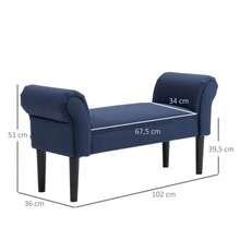 Bed Bench, Upholstered Bench, Seating Bench, Entryway Bench For Bedroom, Load Capacity Up To 130 Kg, Sailcloth, Blue, 102 X 36 X 51 Cm - Blue - View 3