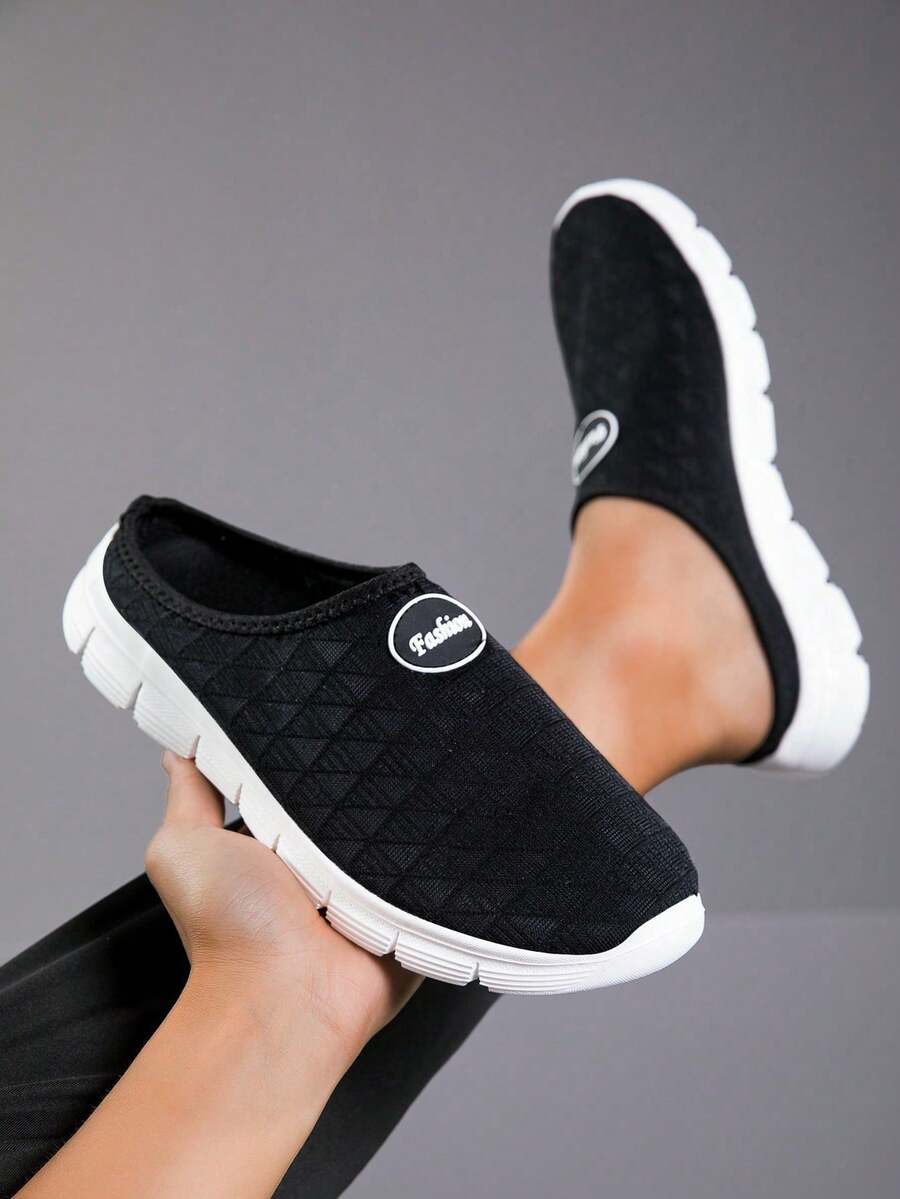 2026新款男士春夏透气网面休闲一脚蹬乐福鞋，柔软灵活防滑鞋底，简约设计 - 黑色 - 查看 1