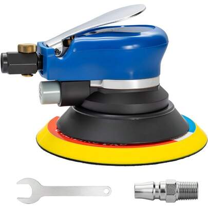 6" Dual Action Pneumatic Palm Random Orbital Sander - Adjustable Speed, Air-Powered Sand Grinder With Attachments For Polishing And Sanding Surfaces, No Battery Required, Surface Finishing Tool | Versatile Sander | Durable Construction, Sanding Tool