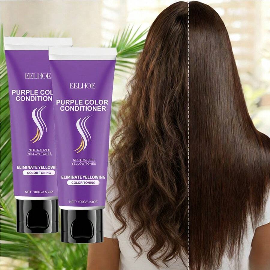 2pcs Purple Conditioner For Blonde Silver Hair Daily Care Nourishing Toning Conditioner Neutralize Brassy Yellow Tones Smooth Dry Hair Add Shine Long Lasting Color Lightweight Non Greasy Easy To Rinse Color Hair Care - 滋養 - 查看 1