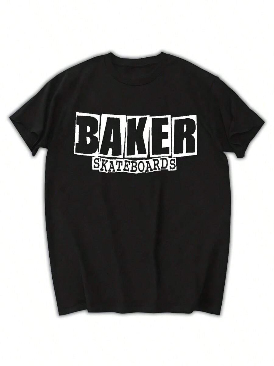 Tops For Women Men Clothing New Baker Skateboards Logo Manica Corta TShirt Da Uomo Nera Top Tees Da Uomo Mens T Shirts - 黑色 - 查看 1
