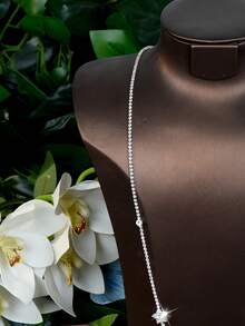 Bộ trang sức hình ngôi sao năm cánh đính đá Cubic Zirconia sang trọng, thích hợp làm quà tặng sinh nhật cho nữ. - Bạc - Xem 4