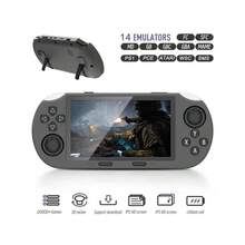 Przenośna konsola do gier wideo, 2 GB pamięci RAM, 64 GB pamięci, ekran 4,5 cala (854 x 480), 14 emulatorów, podwójny przełącznik rocker, przypisanie klawiszy, funkcja dla dwóch graczy, czas pracy baterii 5-7 godzin. - Czarne - Zobacz 2